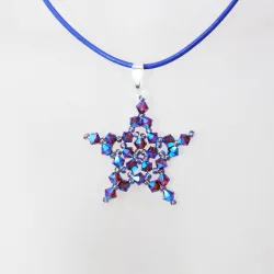 Pendant 45cm - Phoenix-Lavender Leather - Pendant 45cm - Laiton argenté
